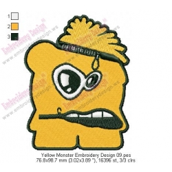 Yellow Monster Embroidery Design 09